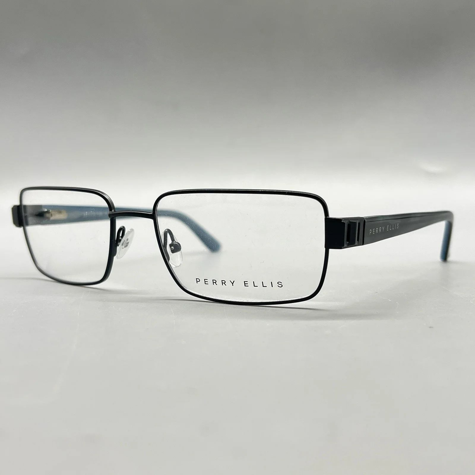 Perry Ellis PE 339-3 Black / Blue 53-17-135 Rectangle Eyeglasses Frames Men NEW